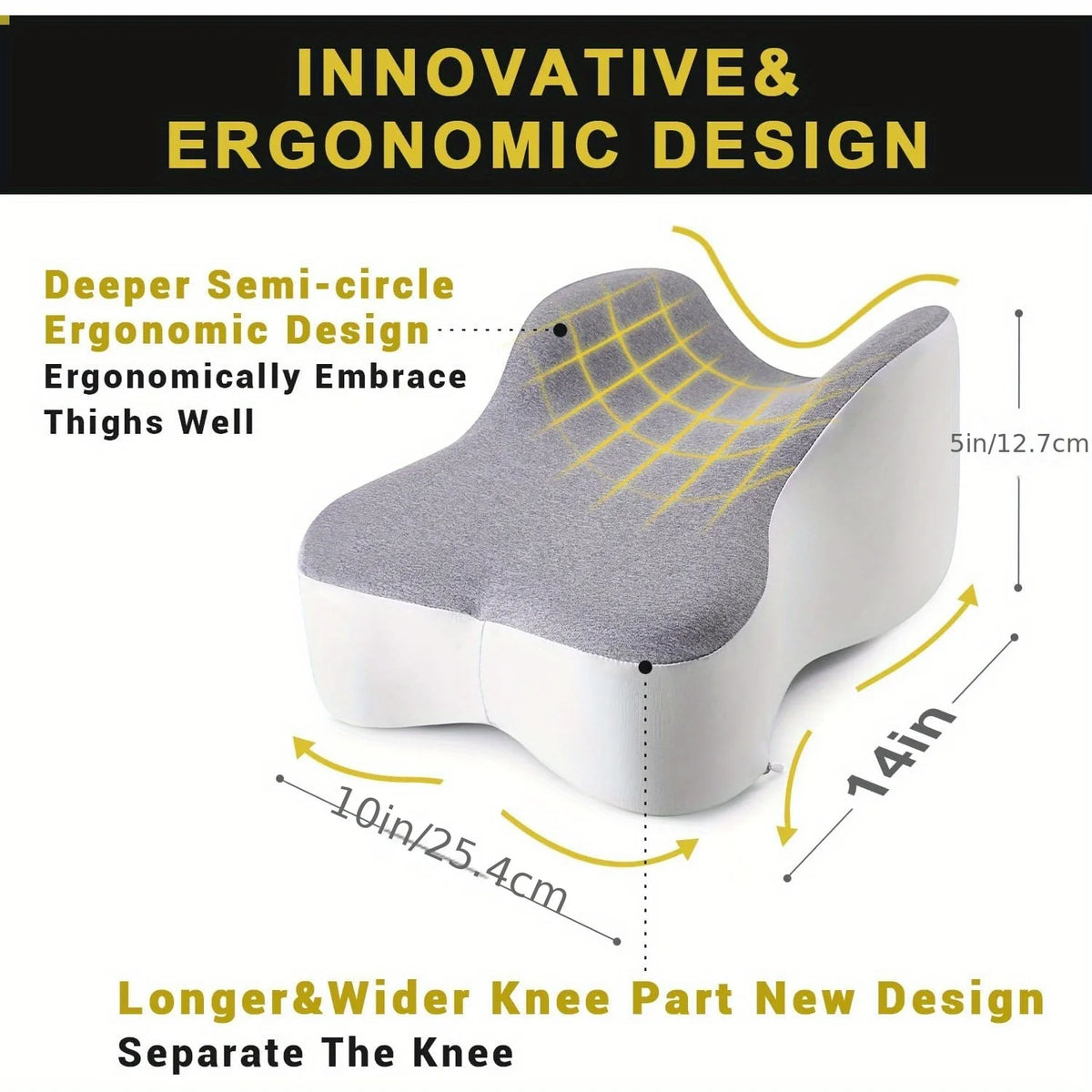 Memory Foam Large Leg & Knee Pillow for Side Sleeping - Between Legs Pillow for Sciatica, Back, HIPS, Knees, Joints Discomfort